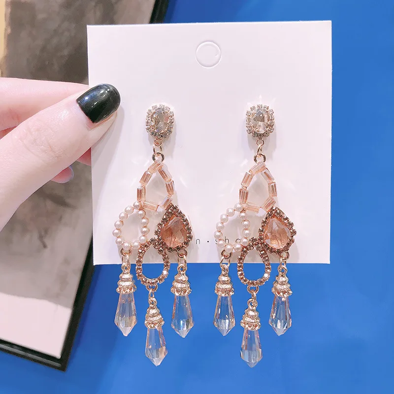 Женские серьги с кулоном Элегантные корейские со стразами бижутерия 2019 |