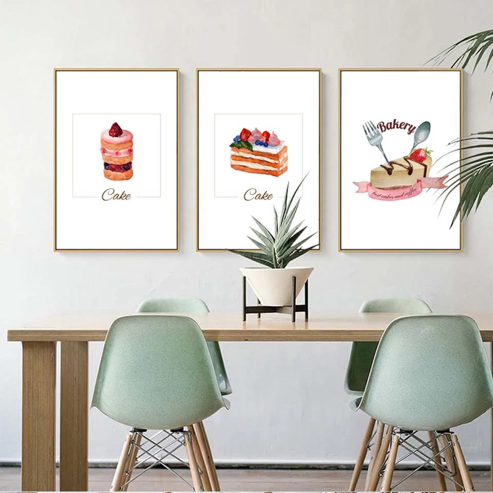 

Modular Printed Dessert Sweet Cake Poster Abstract Canvas Painting Wall Art Pictures Living Room Dessert Shop Home Decoration