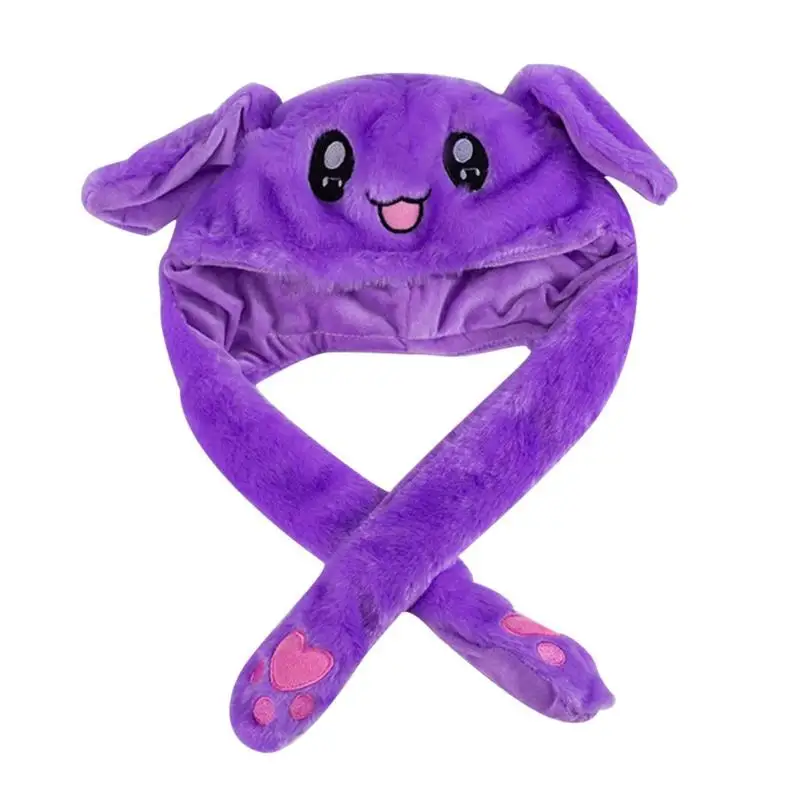Funny Plush Rabbit Ears Hat Airbag Toy Hat Pinch Up Down Moving Ears Luminous Play Toys Cosplay Accessories Children Gift - Цвет: K