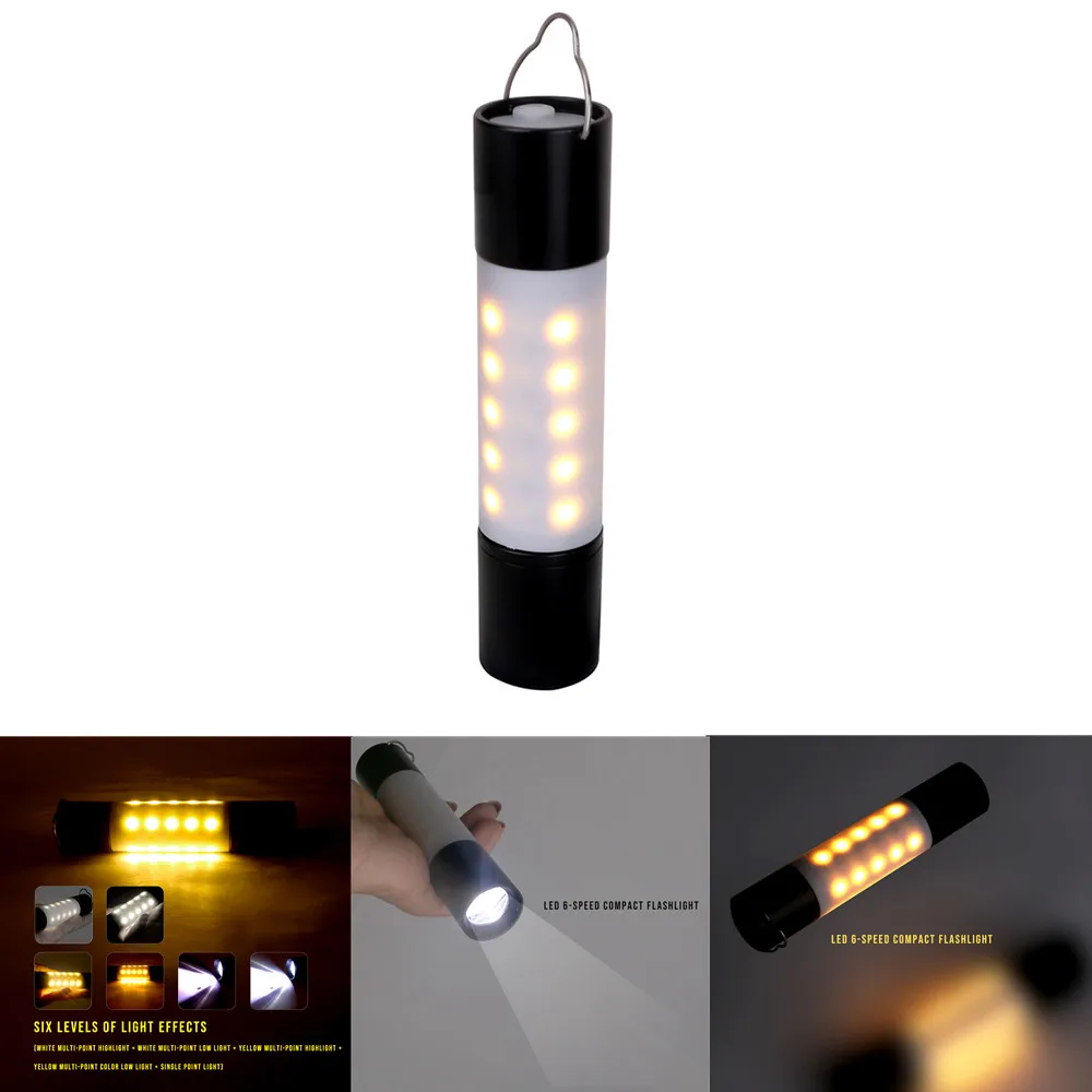 

Портативный светодиодный фонарик с зарядкой от USB, водонепроницаемый подвесной светфонарь льник с фокусировкой, уличное освещение для кемп...