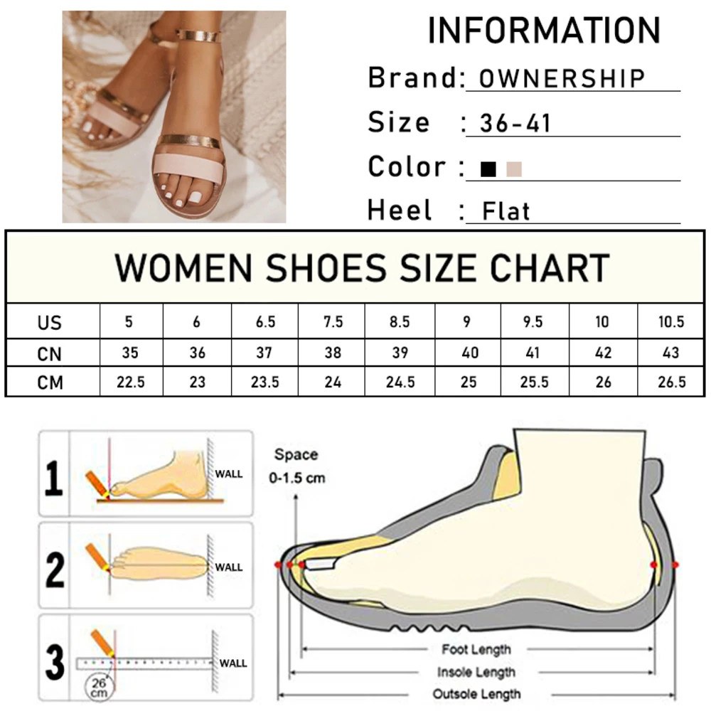 

2021 Women Sandals Flat Sanke Summer Casual Big Size 41 Women's Beach Gold Ankle Buckle Shoes Ladies Comfort Cool Footwear