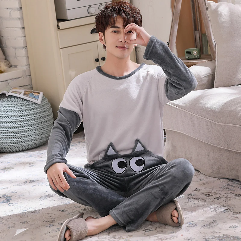 Зимняя фланелевая парная Пижама кораллового цвета для женщин и мужчин сезон