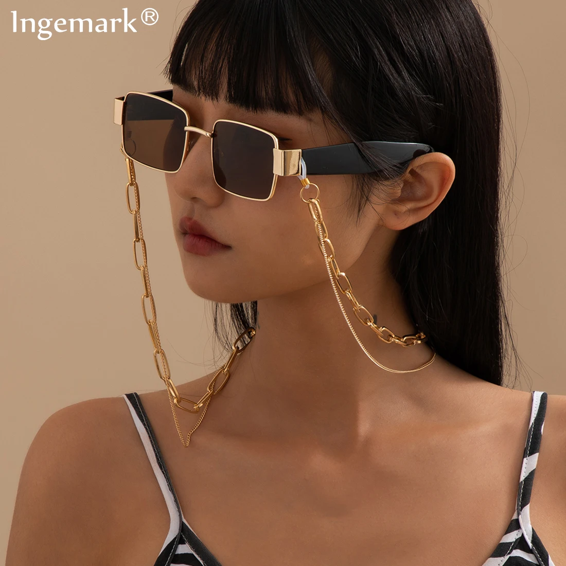 Женские очки для чтения с многослойной цепочкой массивные Нескользящие