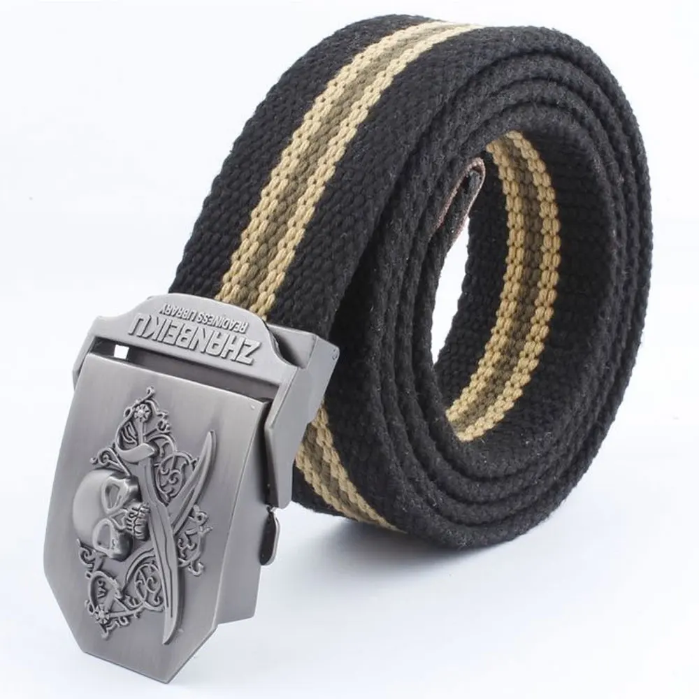 Style4 Black Stripe Мужской ремень, уплотненный холст, Нью-Йорк щит, ремни, военный пояс, армейский тактический ремень, высокое качество, ремень 110, 140 см, 10 цветов - Цвет: Style4 Black Stripe
