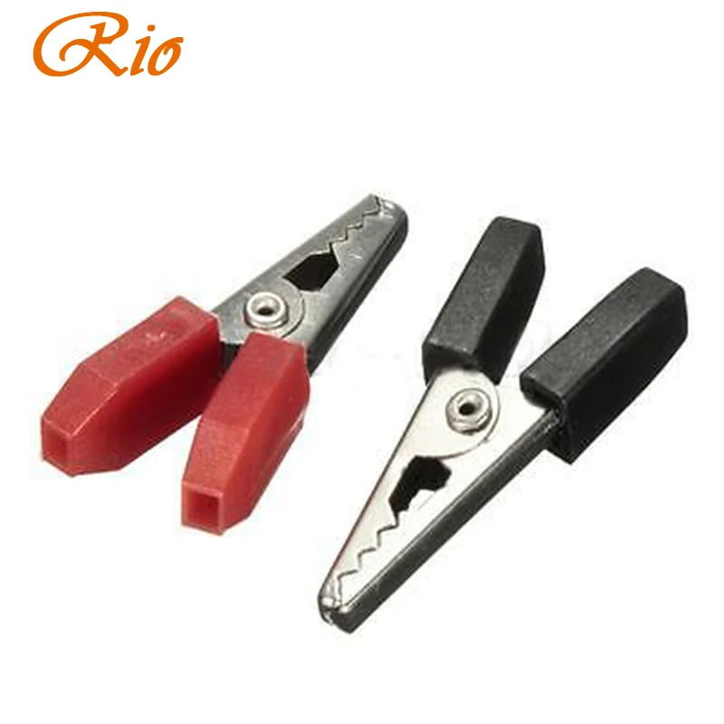 2 пары/2 черных и красных электрических зажимов под крокодила изолированные