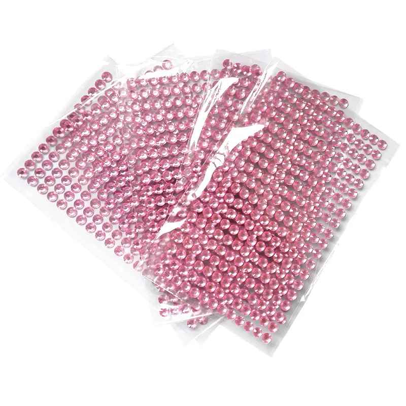 

5 sets/bag 6mm kids toys Rhinestone Stickers Acrylic pink crystal Self Adhesive Diamond Wedding Wall Furniture decoration