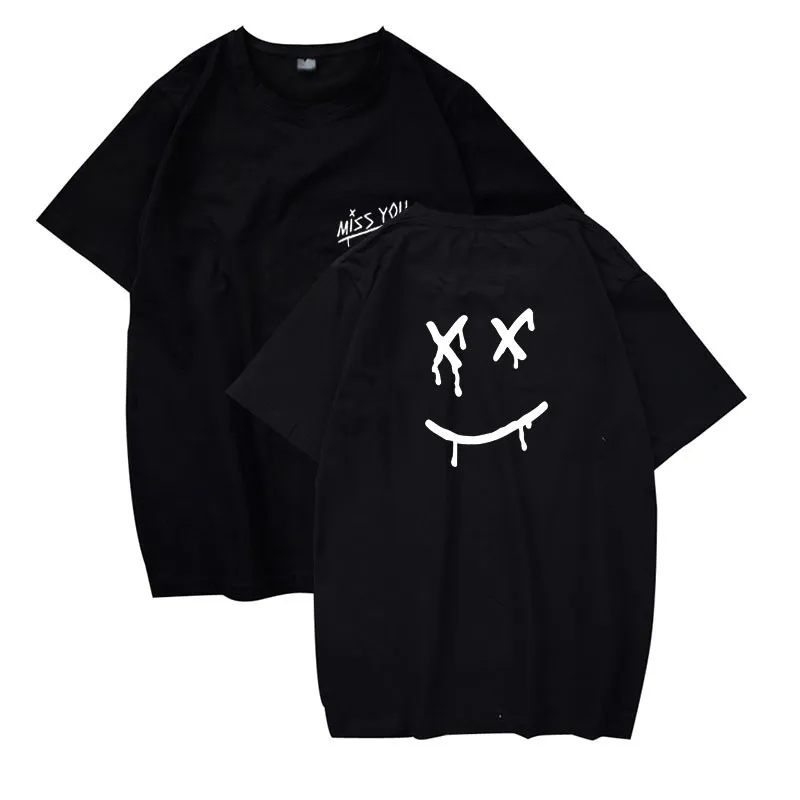 

Футболка Louis Tomlinson Miss U с принтом смайлика для мужчин и женщин, хлопковая смешная футболка в стиле хип-хоп, хипстерская уличная одежда, хлопко...