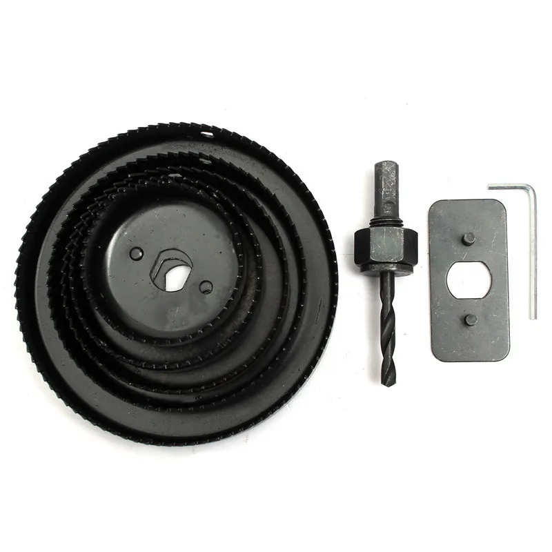 

8pcs Hole Saw Cutting Set Kit Drilling Bit Wood Metal Cutter 63mm-126mm Mandrels Saws Core For Woodworking Installing Locks