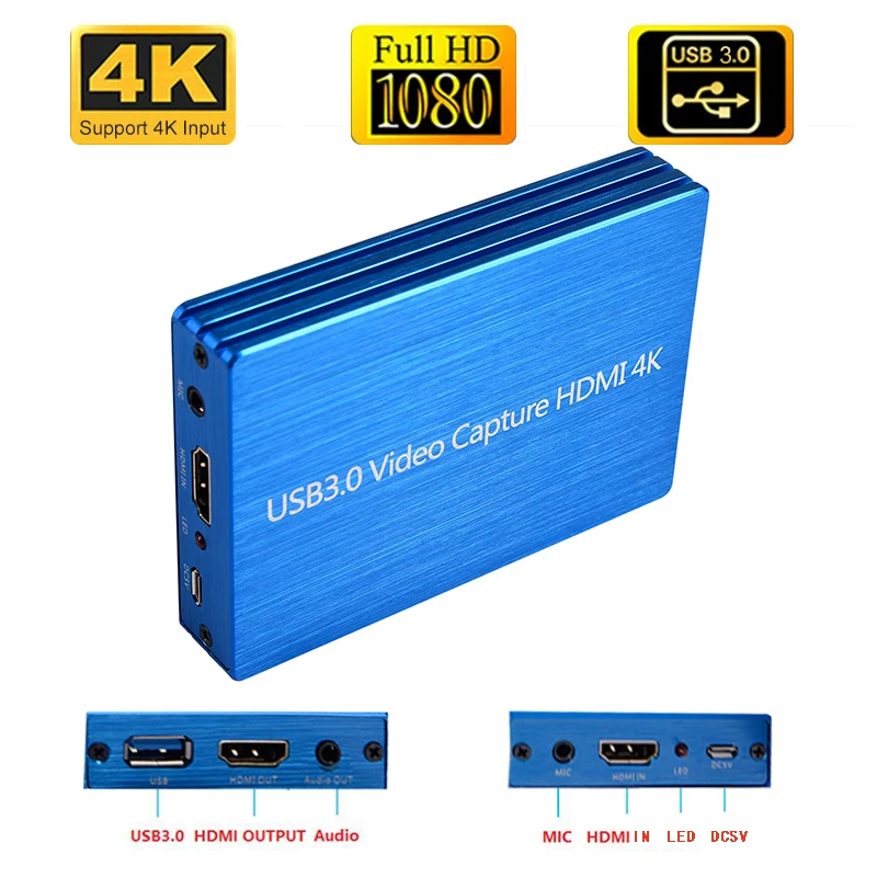 4K HDMI к USB 3 0 карта видеозахвата ключ 1080P 60fps HD видео Регистраторы Grabber для OBS захвата