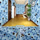 ПВХ водонепроницаемые самоклеящиеся обои для дома, кухонная маслостойкая ванная комната, искусственная синяя мозаика, Рисунок плитки