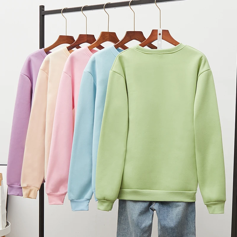 Disney Cartoon Mickey Mouse Women Sweetshirts Fall Long Sleeve Fleece 15 Colors Black Pink Green Tops Pullover Hoddie for Ladies