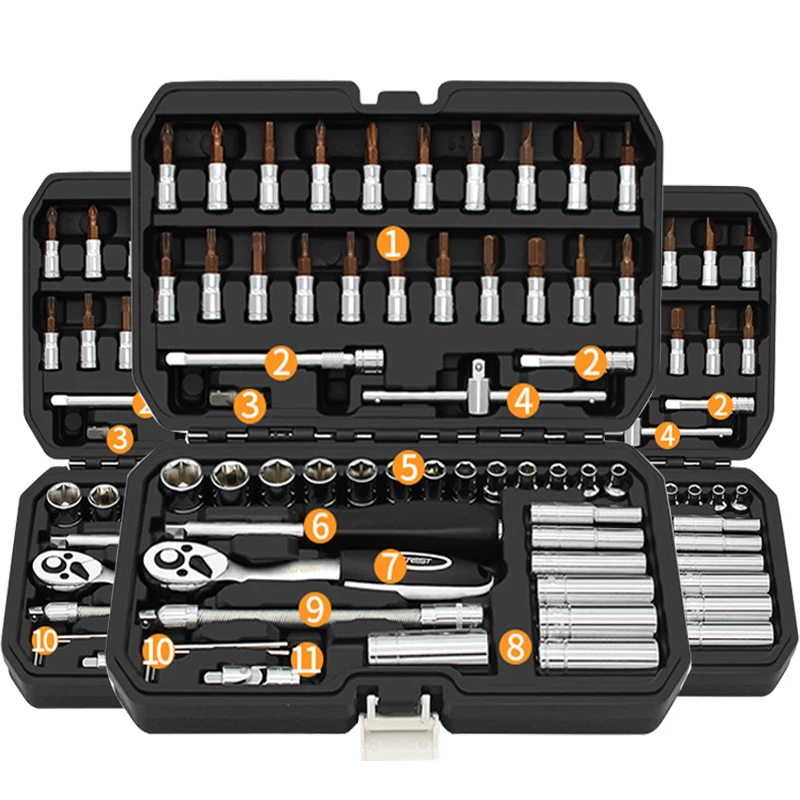 

53PC Hand Tool Sets Car Repair Tool Kit Set Workshop Mechanical Tools Box for Home Socket Wrench Set Screwdriver Kit