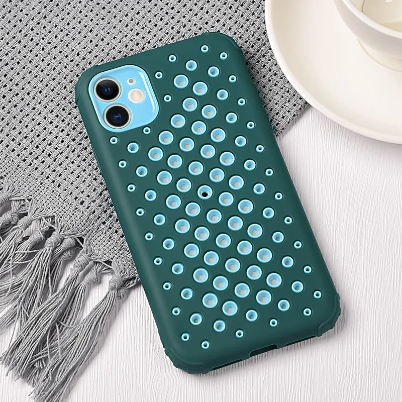 

Candy color mesh heat dissipation mobile phone protective case For IPhone 12ProMAX 12PRO 12 12mini 11ProMAX 11 11Pro XSMAX XR XS