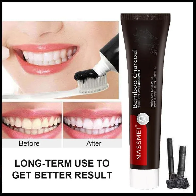 

Activated Bamboo Charcoal Black Toothpaste Remove Stains Anti-moth Anti-sensitive Whiten Tooth Toothpaste 105g S4B3