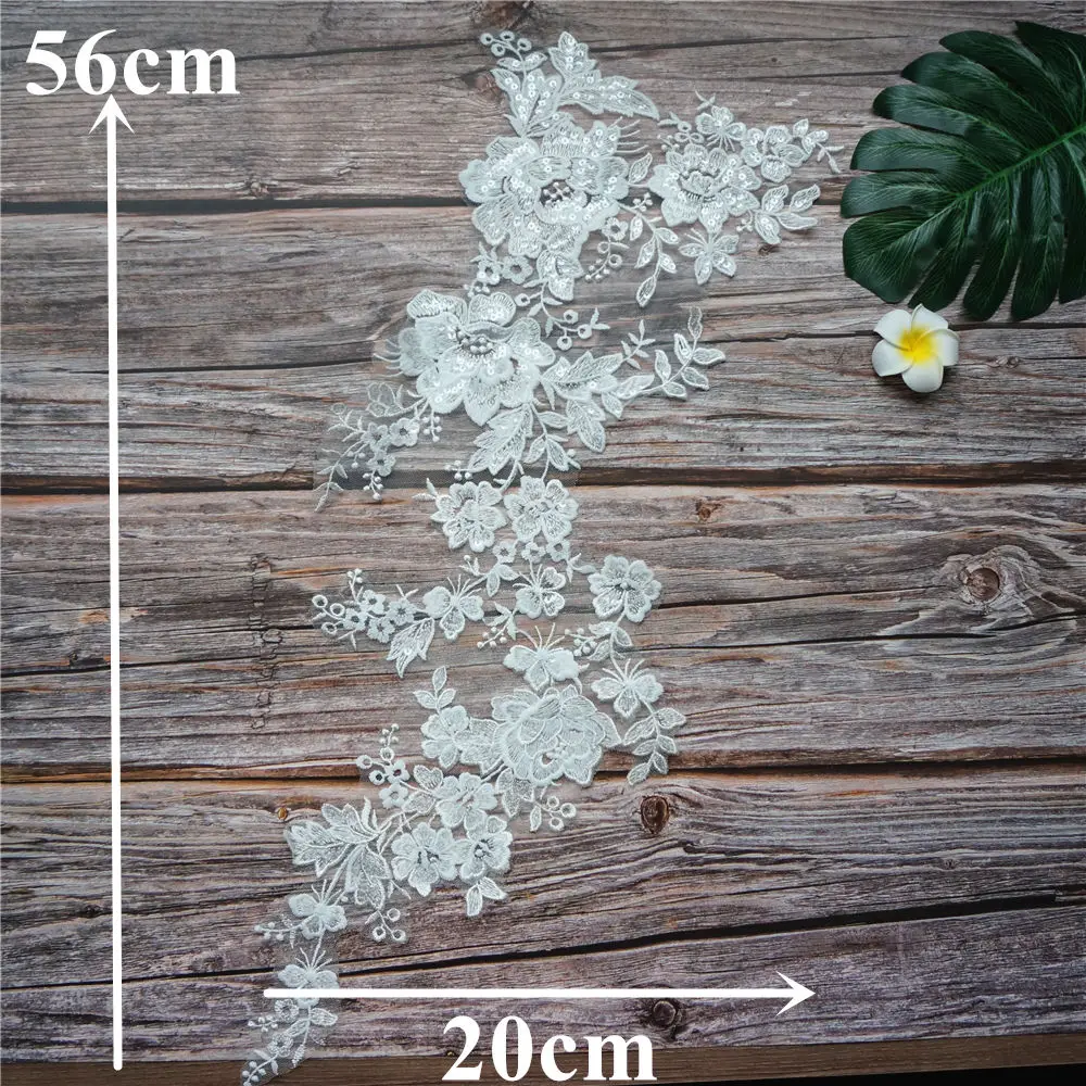 Белое свадебное платье аппликация кружевной ткани цветок блесток воротник сетка