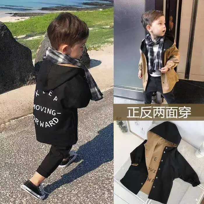 

2022 Children's Baby Windbreaker Jacket for Boy Spring Autumn Kid Double-faced Boys Parka Kids Child Trench Coat Girl Jackets