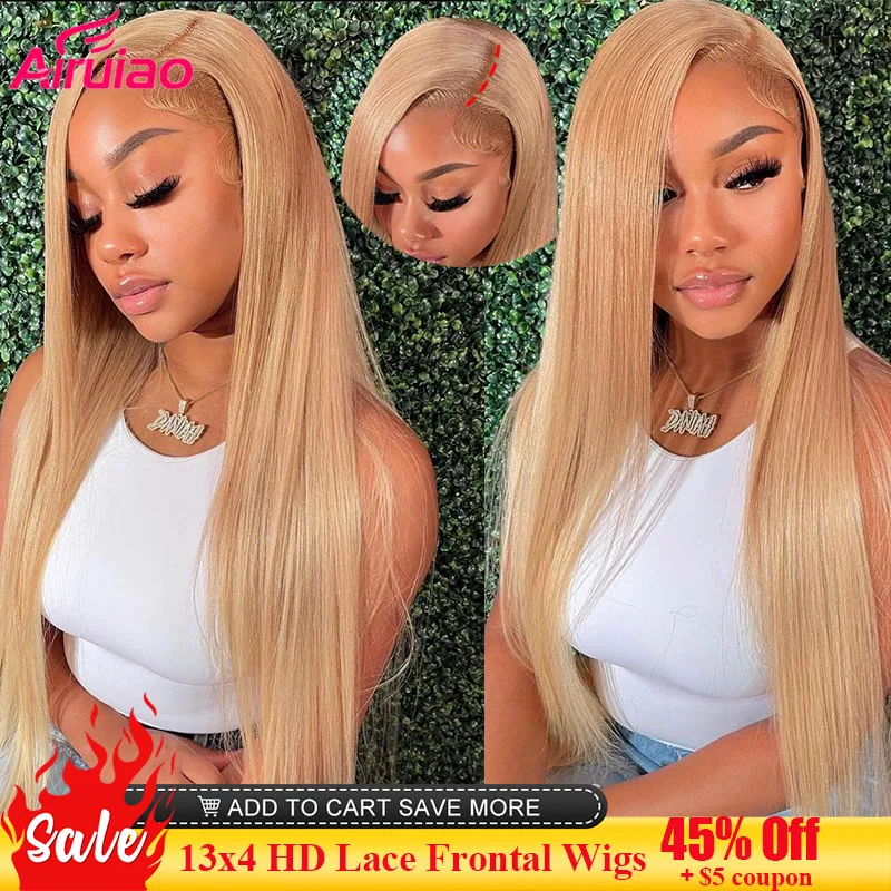 

Прямой парик 13x4 с фронтальной сеткой, Hoeny, светлый цвет, HD, прозрачные передние парики из человеческих волос для женщин, предварительно выщип...