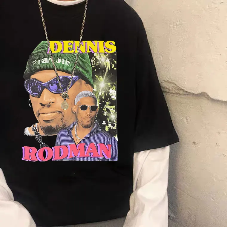 

Notorious Dennis Rodman Print Tshirt Hip Hop Rapper Travis Scott T Shirts Men Women Fashion Classic Vintage Rocky 97 Tees Gift