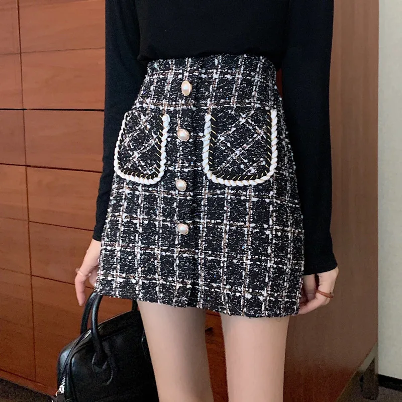 Короткие женские юбки с завышенной талией 2020 милая клетчатая юбка Женская