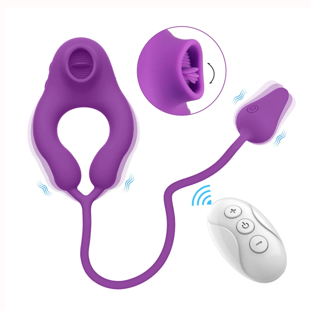 

Wireless Remote Control Tongue Licking Lock Sperm Ring Husband And Wife Share Vibration Delay Ring Clitoris Massage Fun Toy