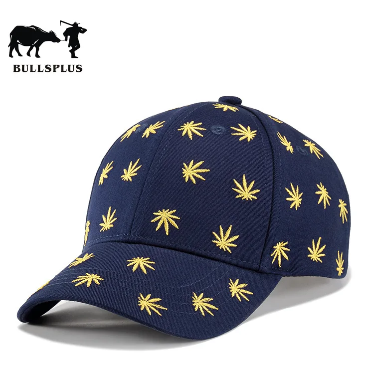 

New cotton embroidery small maple leaf baseball cap male Korean version of the hundred-bending along hip-hop hat female tide