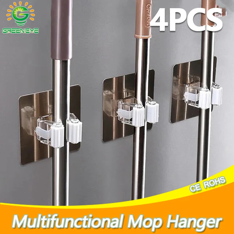 2/4pcs Adhesive Multi-Purpose Hooks Wall Mounted Mop Organizer Holder RackBrush Broom Hanger Hook Kitchen bathroom Strong | Дом и сад