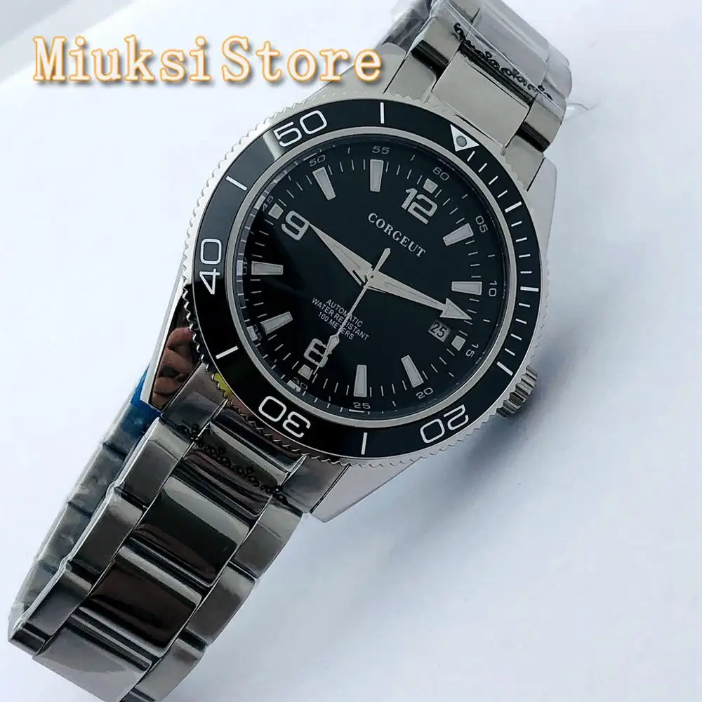 Мужские водонепроницаемые автоматические часы с черным циферблатом 41 мм