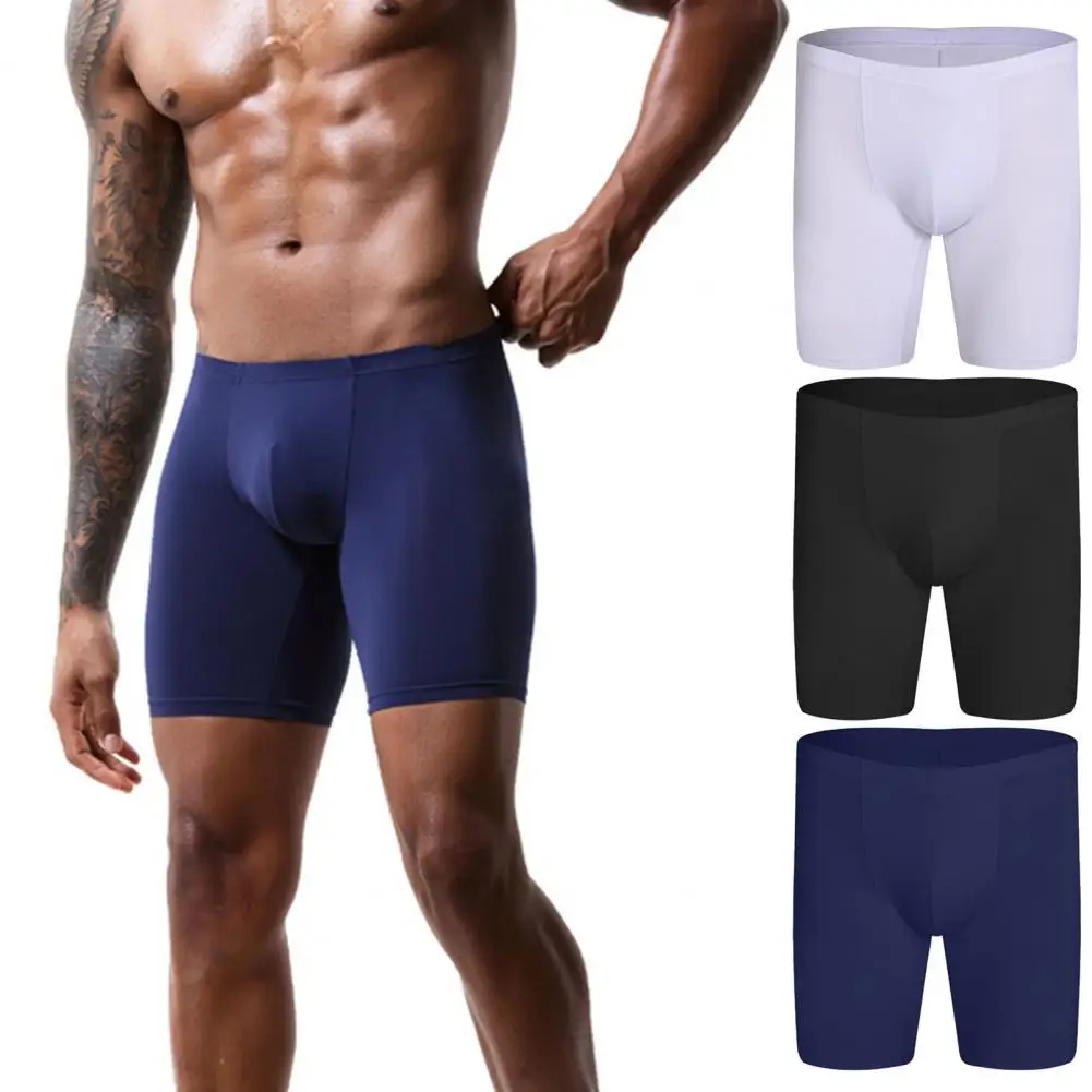 

Underwear Men Fashion Breathable Long Leg Breathable Nylon Men Ice Silk Underwear comfortable Men Clothing 2021