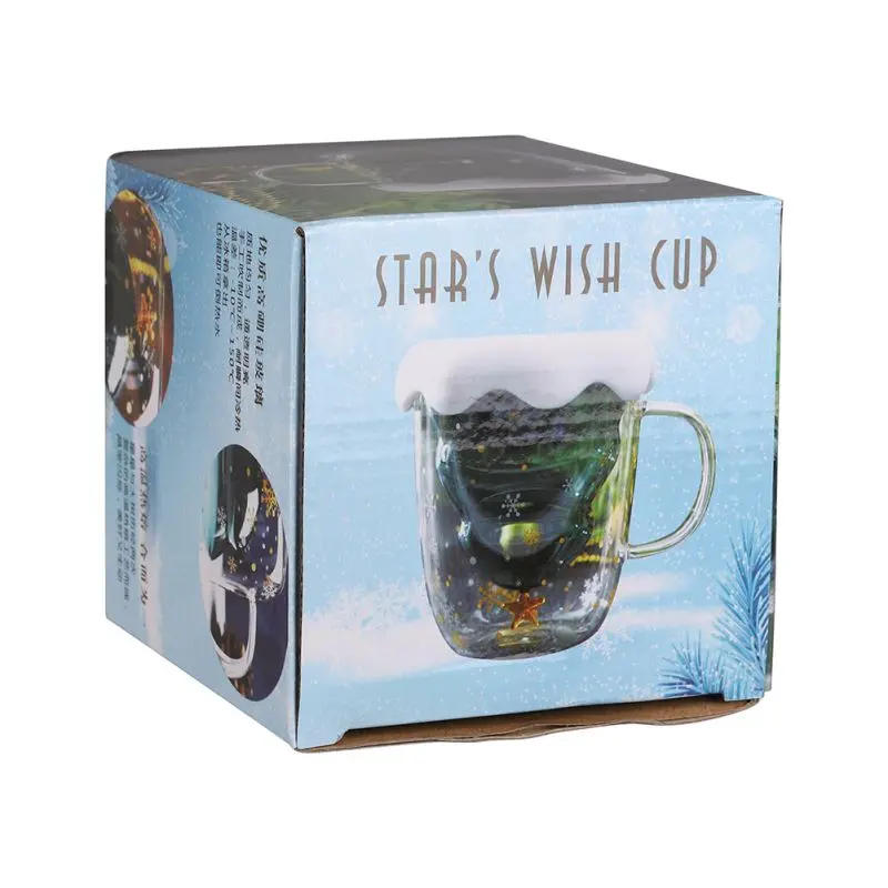 Кружка Рождественская елка изоляционная двухслойная стеклянная термостойкая