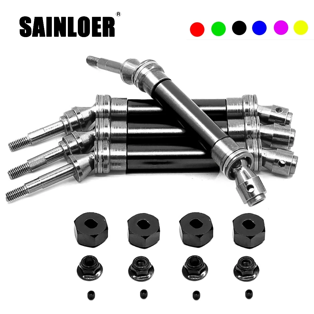 SAINLOER-eje de transmisi&oacute;n de Metal para coche de control remoto, eje de transmisi&oacute;n delantero y trasero CVD para Traxxas Slash 4X4 1/10 RC, accesorio de juguete, 4 Uds.-0