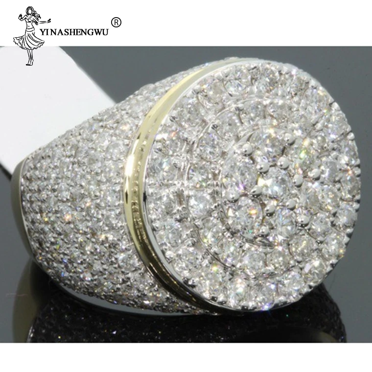 Большие хип-хоп Стразы для мужчин Iced Out Bling квадратное кольцо серебряного цвета Pave