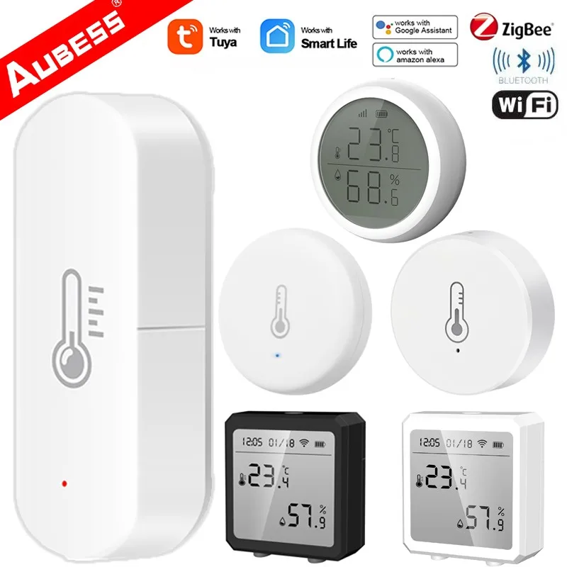 

Tuya ZigBee WIFI Temperature And Humidity Sensor Indoor Hygrometer Thermometer With LCD Display Support Alexa Google Assistant