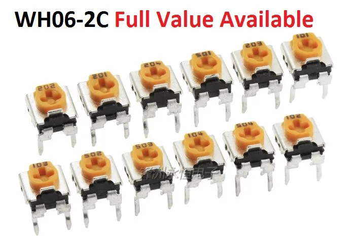 20 шт. WH06 2C 100R 200R 500R 1K 2K 5K 10K 20K 50K 100K 200K 500K 1M OHM переменный резистор 102 103 104 регулируемый