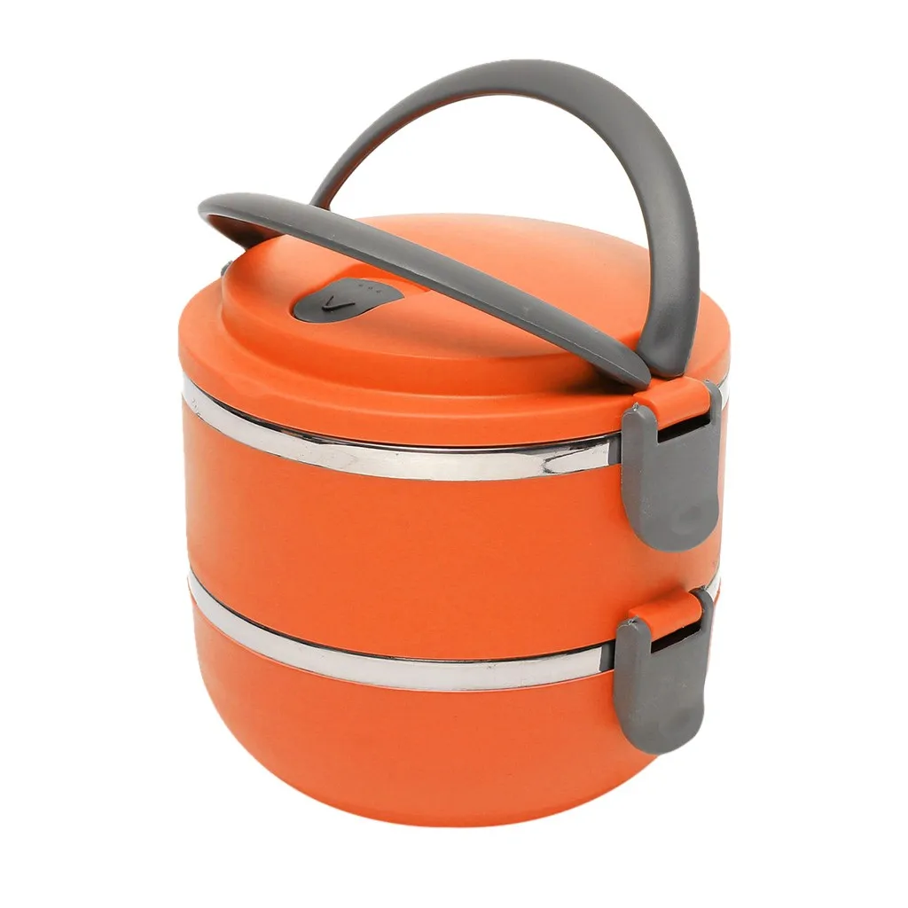 Портативный Ланч-бокс из нержавеющей стали для здорового образа 2-Ярусные