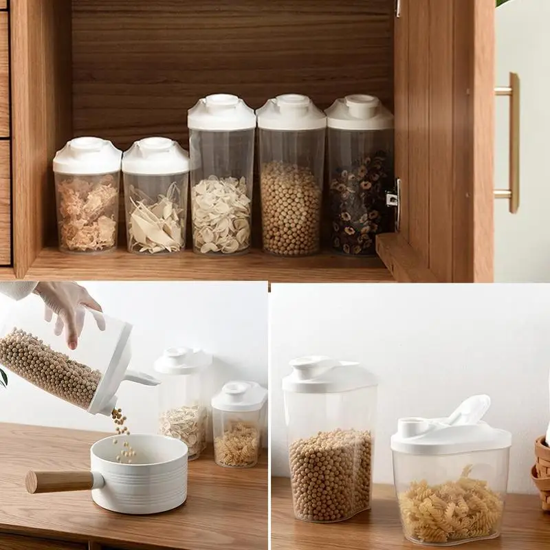 

1500 / 1000ml Coarse Cereal Storage Box Plastic Containers Sealed Cans Cereal Kitchen Flip Food Storage Tank Airtight Boxes