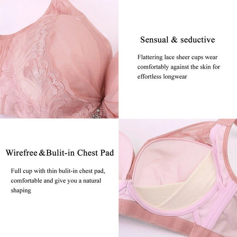 

Newly Women Push up Bra Wireless Deep-V Lace Gather Bralette Underwear DO99