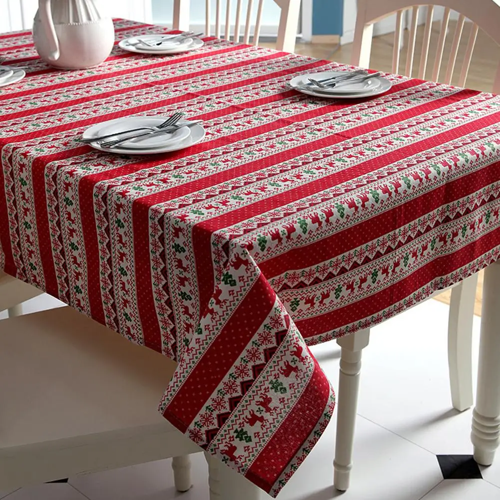 

2020 Christmas Tablecloth Cartoon Deer Printed Table Cover Home Party Festival Decor Table Cloth