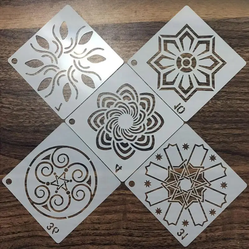 36 шт. Пластик роспись по номерам DIY Полые Мандала шаблон трафареты для картин