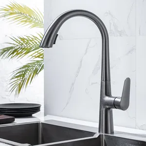 gun grey kitchen sink faucets hot cold brass mixer tap pull out single handle deck rotating chromenickelblackwhite new free global shipping