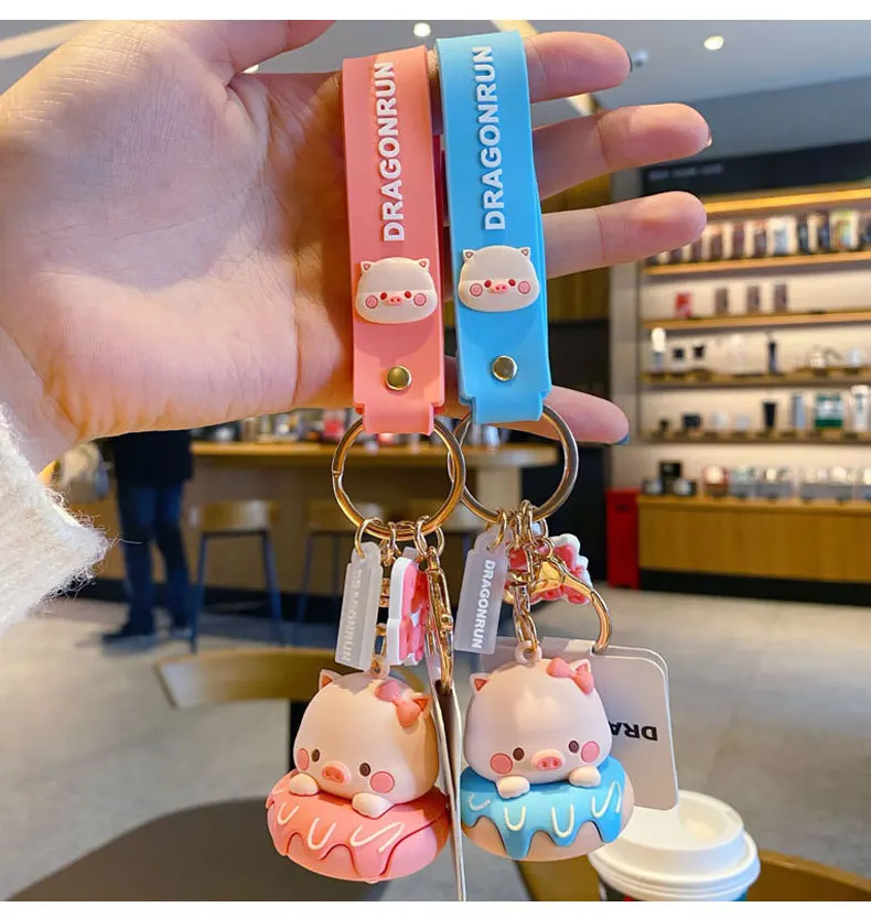 Брелок для ключей в виде мультяшных пончиков свиньи куклы милые изысканные