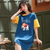 nightdress for female 2021 summer new hood short sleeved pajamas female thin loose cute sweet knitted cotton home service