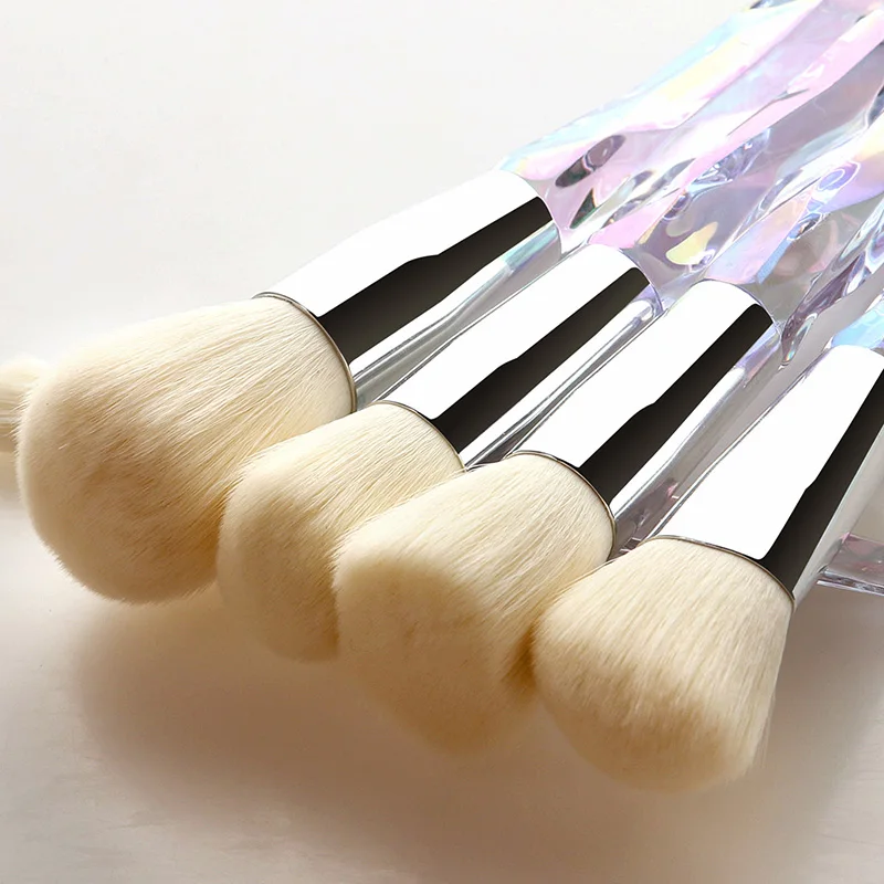 

10pcs Crystal Makeup Brushes Set Powder Foundation Fan Brush Eye Shadow Eyebrow Professional Blush Beauty Cosmetic Tools