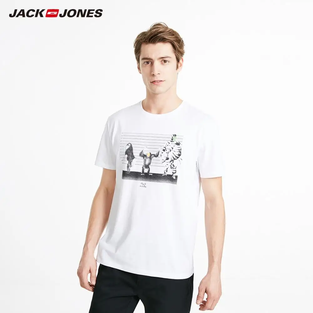 Мужская футболка JackJones из 100% хлопка с круглым вырезом и короткими рукавами в