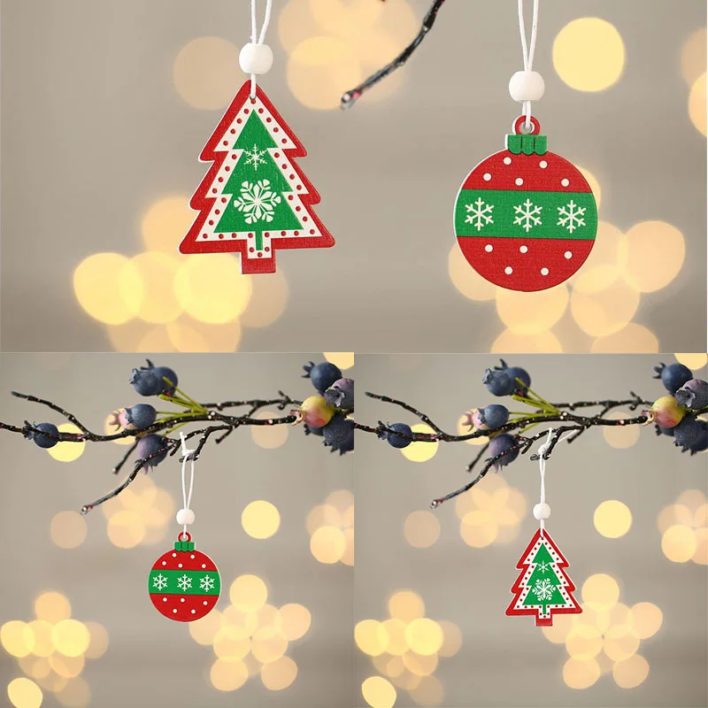 12 шт./кор. рождественские деревянные подвески Xmas Tree Висячие украшения DIY Изделия