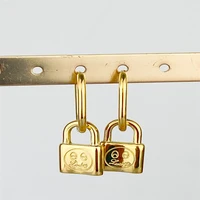 european and american trend letters gold padlock earrings female simple personality ins explosions earrings wholesale