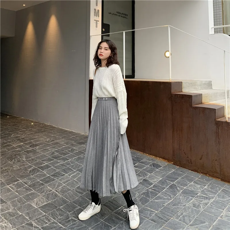 Женские плиссированные юбки до середины икры REALEFT серые простые тюлевые