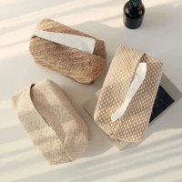 japanese style jute tissue case napkin holder for living room table tissue boxes container home car papers dispenser holder