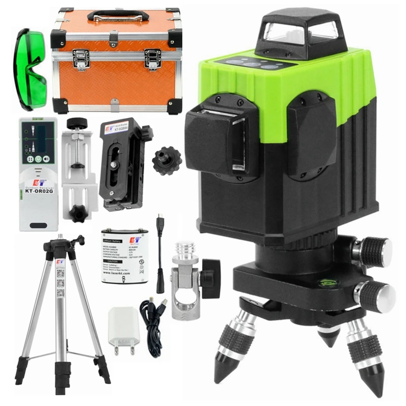

KaiTian Green&Red 8 Lines Level Laser Tripod Use AA&Lithium Battery and AC Adapter Cross Super Powerful 360 Laser Level Receiver