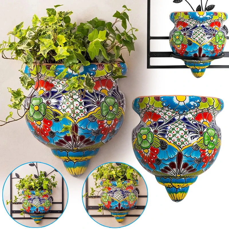 

Resin Flower Pot Handmade Statue Flat-Backed Wall Planter Crafts Decor for Home Gardening Ornaments can CSV