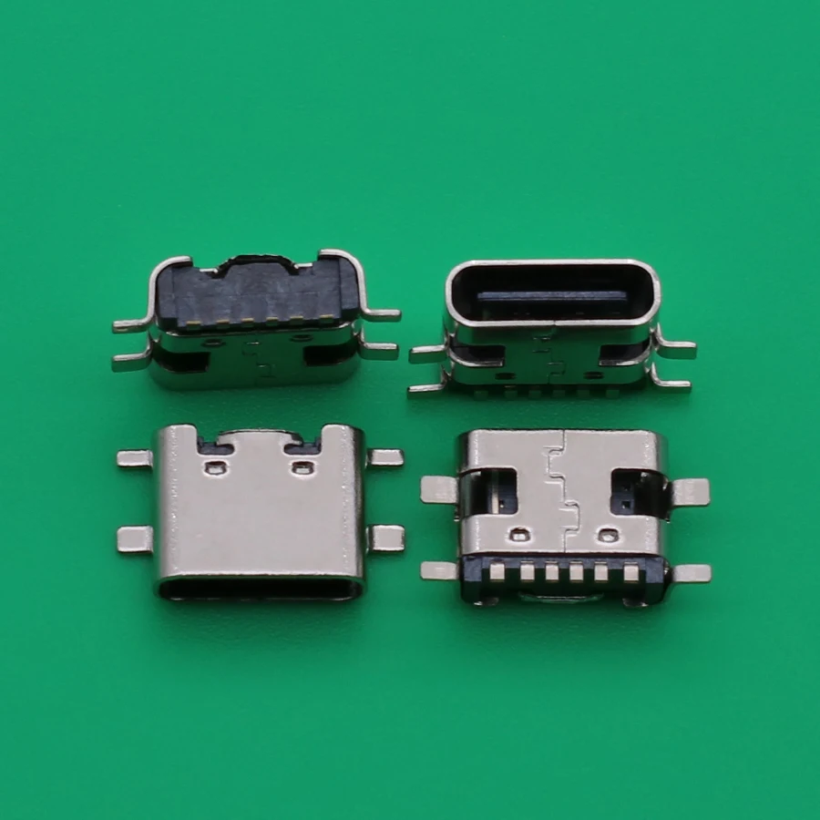 

30Pcs/Lot Micro Usb Jack 3.1 Type-C 6Pin Smd4 Female Connector For Mobile Phone Charging Port Socket
